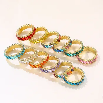 OUREX 2021 Karšto Parduoda Aukštos Kokybės Rainbow Ring Kubinių Vestuvinis Žiedas Moterims Amžinybės Spalvos Žiedas, Moterų Papuošalai, Didmeninė