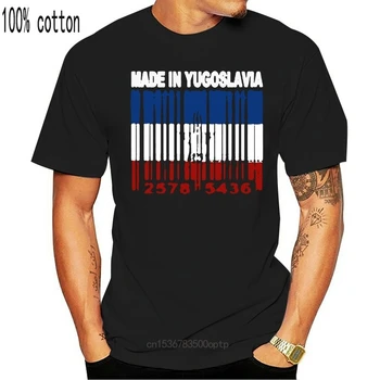 Pagamintas Jugoslavijoje Kroatai Serbai Serbija, Makedonija, Brūkšninis kodas Vėliava, Juoda T-Shirt Yg1 43 30 40 50-ojo Gimtadienio Marškinėliai