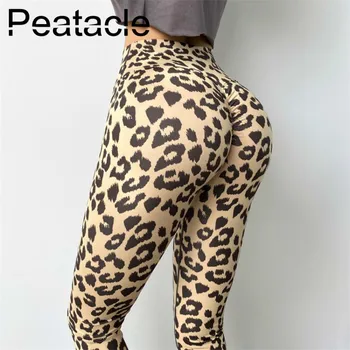 Peatacle Leopard Fitneso Antblauzdžiai Moterims Aukšto Juosmens Quick Dry Jogos Kelnes, Treniruotės, Treniruoklių Salė Drabužiai