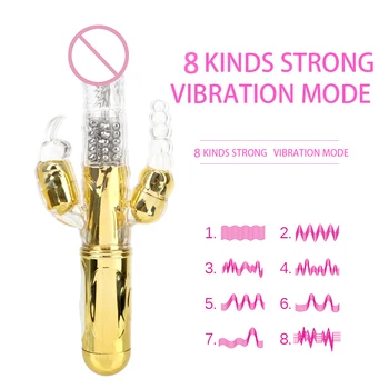 Perdavimo Karoliukai AV Lazdele G-Spot Makšties Massager Klitorio Stimuliacija Rabbit Vibratorius 360 Laipsnių Sukimosi Dildo, Vibratoriai