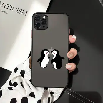 Pingvinas Animacinių filmų mielas juokingas Telefono Atvejais Matinis Skaidrus iPhone 7 8 11 12-os mini pro X XS XR MAX Plius padengti funda