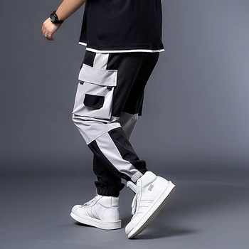 Plius 7XL 6XL XXXXXL Hip-hop Poilsiu Kelnės Vyrams Prarasti Haremo Kelnės Ilgis Kelnės Sporto Atsitiktinis Sweatpants Balta Techwear