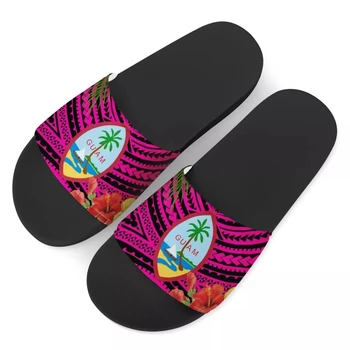 Polinezijos Samojiečių stiliaus šlepetės vyrams ir moterims spausdinimo mados paplūdimio bateliai patalpų namuose, Vienas gabalas open-toe stilius sandalai