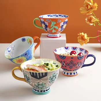 Prancūzijos vertus spalva sodo stilius keramikos sriuba taurės underglaze spalva pieno didelės kūrybinės asmenybės keramikinis puodelis pusryčiai taurė