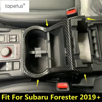 Priedai Subaru Forester 2019 M. - 2021 Priekinės Sėdynės Vandens Puodelio Laikiklis Rėmo Dangtis Rinkinys Apdaila, ABS Anglies Pluošto / Matinis Interjeras