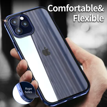 Privatumo Metalo Magnetinių Grūdintas Stiklas Telefono dėklas Skirtas iPhone 12 11 Pro XR XS MAX Mini 6S 8 7 Plius Magnetas Antispy Apsauginis Dangtelis