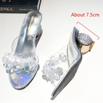 PVC sandalai moteriška kristalų šlepetes, aukštakulnius šviesus diamond skaidrus, sandalai, šlepetės siurbliai, ponios batai Zapatos de mujer
