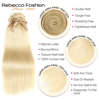 Rebecca 613 Blond Ryšulius Su Priekinės Remy Plaukai Tiesūs Plaukai Ryšulių Šviesūs Brazilijos Plaukų Pynimas Skaičius 2/3 Ryšulius Su Priekinės