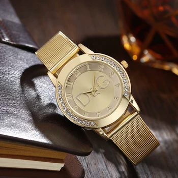 Reloj Mujer Prabangių Deimantų Žiūrėti Naujas Mados Moterų Garsaus Prekės Ženklo Ponios Plieno Tinklelio, Dirželis Kvarcas Laikrodžiai Relogio Feminino