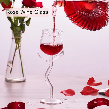 Rožių Vyno taurė Nustatyti Rožių Žiedų Formos Vyno taurė Skelbimai Rožių Gėlių Goblet Stiklo Namuose Šalis PI669