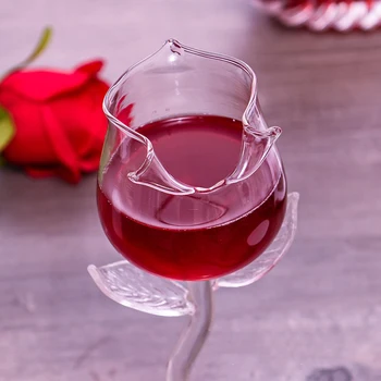Rožių Vyno taurė Nustatyti Rožių Žiedų Formos Vyno taurė Skelbimai Rožių Gėlių Goblet Stiklo Namuose Šalis PI669