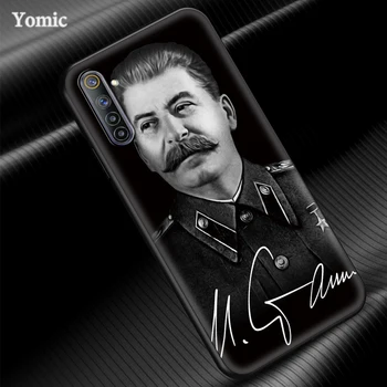 Rusijos Stalino Tsrs Coque už Realme C3 6 5 7 XT X50 C11 C21 Juoda Mobilųjį Telefoną Atvejais, 7i C15 X7 Pro V15 5G TPU Minkštas Viršelis Capas