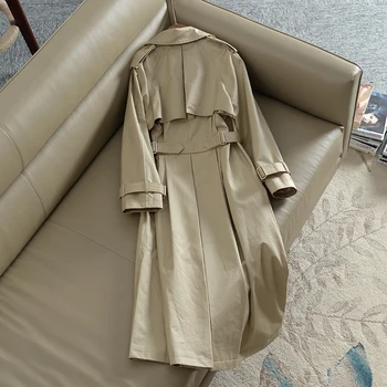Rusijos Stiliaus Moterų Ilgos Tranšėjos Paltai Aukščiausios kokybės negabaritinių medvilnės paltai Abrigos Mujer Rudenį, Pavasarį Viršutiniai drabužiai Negabaritinių