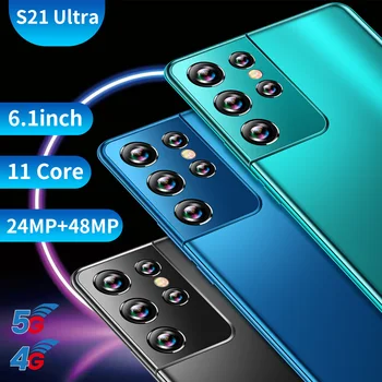 S21 Ultra Pasaulio Versija 6.1 Colio 6+128GB 24+48MP 11 Core 4G 5G LTE Pigių Išmaniųjų Telefonų 