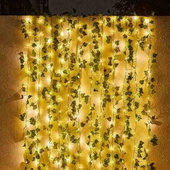 Saulės / Baterija LED Ivy Pasakų String Šviesos Girlianda Vainikas Vestuves Sodo Lauko Sienos, Tvoros Žibintų Apdaila