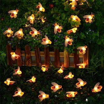 Saulės LED Mielas Mini Bičių Formos String Pasakų Šviesos Vandeniui Lauko Sodo Sienų Apdailai Terasa Šalies Girliandą Lempos