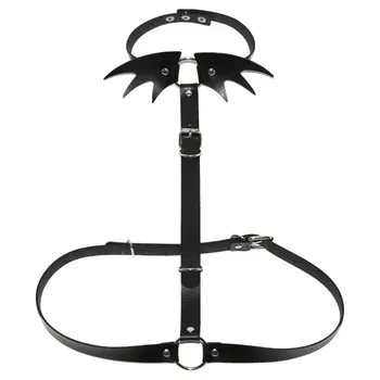 Seksuali kūno grandinės juoda veganų odinis diržas goth nelaisvėje bodychain priedai harajuku punk Rock, gothic papuošalai