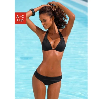 Seksualus Bikini 2021 maudymosi kostiumėlis Moterims maudymosi Kostiumėliai, Push Up Juodas Bikini Komplektas Derliaus Biquini Vasaros Maudymosi Kostiumą, Brazilijos Bikini S~XL