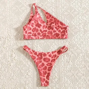 Seksualus Bikini 2021 Micro Bikini Rinkinys Leopardas Biquini Push Up Maudymosi Kostiumėlį Moterų Maudymosi Kostiumėliai, Maudymosi Kostiumą, Biquini Vieną Petį Bikini