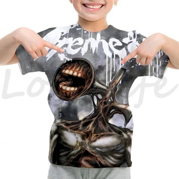 Sirena Galvos 3D Print T-Shirt Naujas Siaubo Žaidimas Streetwear Paauglys Mados Marškinėliai Hip-Hop Vaikų Vaikai Tees Viršūnes Berniukas, Mergaitė, Marškinėlius