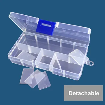 Skaidri 10 Tinklelis Talpinimo Organizatorius Atveju Cajas Organizadora Saugoti Plastikinę Dėžutę, Papuošalai Karoliukai Tabletes Varžtas Organizador