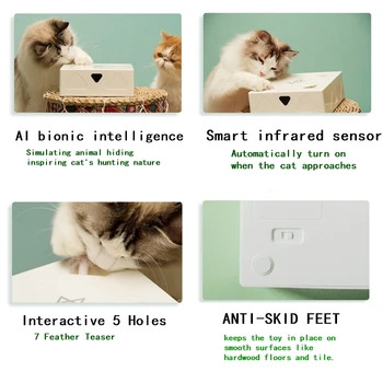 Smart Katė Žaislas Interaktyvus Aikštės Magic Box Dantį Cat Stick Elektroninių Katžolių Mokymo Kačiukas Gaudyti Pelę Žaislas USB Įkrovimas