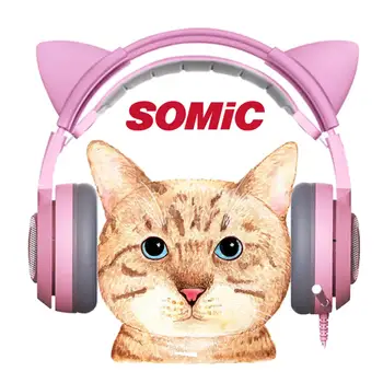 SOMIC Laidinė laisvų Rankų įranga Žaidėjus Katės Ausies laisvų Rankų įranga Mielas Už PS4 Telefono, KOMPIUTERIO Mikrofonas (3,5 mm Žaidimų Telefonas PS4 Overear Gamer
