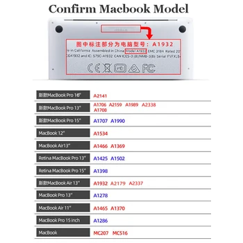 Spalvinga Atveju, Macbook Air Pro 11 12 13 15 Hard Cover for Macbook Air 13 Funda A1932 A2179 A1466 A2289 A2338 Silikono Apvalkalas