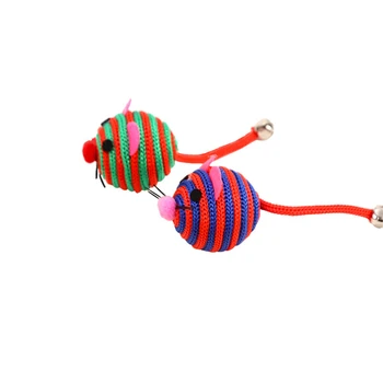 Spalvinga Nailono Virvė, Katė False Pelės Žaislas Kačiukas Žaisti Mini Animacinių Filmų Pelių Kamuolys Ilga Uodega Bell Naminių Gyvūnėlių Linksmus Epizodus Vejasi Žaislų Bitė