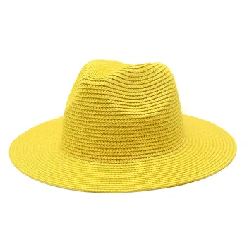 Spalvinga vasarą, Bičių Grandinės skėtį nuo saulės paplūdimio skrybėlę Moterų Platus Kraštų Šiaudų Panamos Skrybėlė Fedora Beach Sun Skrybėlę UPF50+ apsaugos nuo saulės atostogų