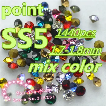 SS5(1.7-1.8 mm)/1440pcs mix spalva Punktas Atgal, kalnų krištolas, Deimantas kristalų turas išgalvotas akmens nemokamas pristatymas