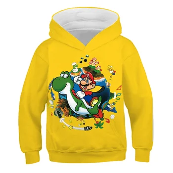Super Mario Laimingas 3D Hoodies Vaikai Bliuzono Vaikų Megztiniai Berniukams, Puloveriai Cartoon Žaidimai Super Mario Merginos Hoodie Baby Kailis