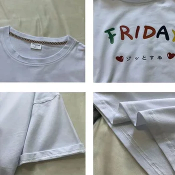 T-marškinėliai Moterims Laišką Paprastų Mielas Japonų Stiliaus Prarasti Laisvalaikio Prašmatnus Madinga Visas rungtynes, Harajuku Unisex Pora Moterų Top Ins