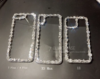 Telefono dėklas Skirtas iPhone 12 mini Pro 11 X XS Max XR 6 6s 7 8 Plius 5 5s SE Bling Kristalų Kadrą kalnų krištolas byla Diamond Aišku, Padengti