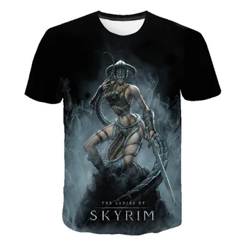 The Elder Scrolls V SKYRIM 3D Print T-shirt Žaidimas Vyrai Moterys Mados O-Kaklo trumpomis Rankovėmis Marškinėliai Hip-Hop Streetwear Tees Viršūnes Vyras