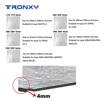 Tronxy 4mm Storio Šildomos Lova Izoliacija Putų Folija su Lipni, Mat Lipdukas, Židinys, Tinkamas 3D Spausdintuvas