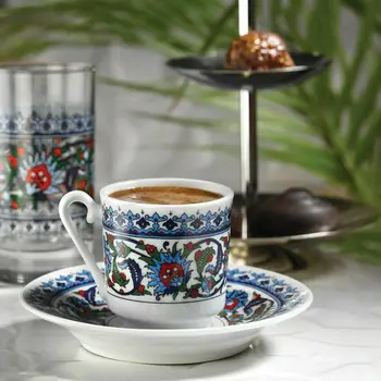 Turk Graikijos Kavos Puodelio Su Plokšte Aukštos Kokybės Porceliano Su Autentišku Stilingas Topkapi