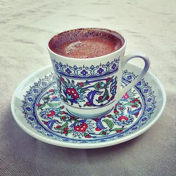Turk Graikijos Kavos Puodelio Su Plokšte Aukštos Kokybės Porceliano Su Autentišku Stilingas Topkapi