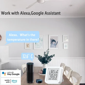 Tuya WiFi Smart Temperatūros Ir Drėgmės Jutiklis USB Power Su skystųjų KRISTALŲ Ekranas Paramos Alexa, Google Namų Darbas Su Smart Gyvenimas/Tuya