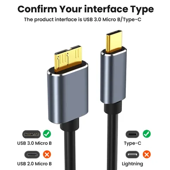 USB 3.0 Tipas-C Micro B Kabelį 5Gbps Išorinį Kietąjį Diską Diskas, Laidas 0.5 m/1m/1.5 m/2m Full-Duplex 