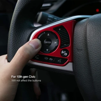 Vairas Mygtuką Vidinės Apdailos Dangtelio Lipdukas Apdaila 10 Gen Honda Civic 2016-2020 Raudona