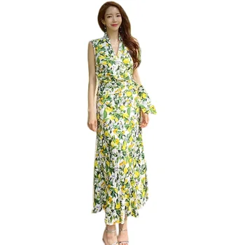 Vasaros 2021 Kilimo Ir Tūpimo Tako Elegantiškas Boho Pasakų KoreanCasual Jūros Paplūdimio Atostogų Šalis Naktį Vestidos Naujas Moterų Maxi Gėlių Suknelės