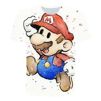 Vasaros Mados Karšto Pardavimo Anime Drabužius, Super Mario Vaikų Drabužių trumpomis Rankovėmis Viršuje Juokingi Vaikai Berniukas Tee 3d Printe Mergina T-Shirt