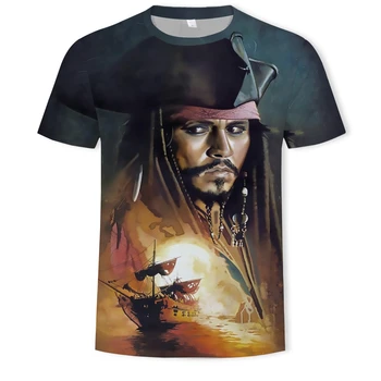 Vasaros Mados vyriški T-shirt 3D Piratų Kapitonas Spausdinti Atsitiktinis marškinėliai Fantazijos Drabužių Azijos Dydis 2XS-5XL vyriški T-Shirt