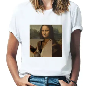 Vasaros marškinėliai 2021 Mados Mona Lisa Aliejaus Tapybai Spausdinti Moterų Marškinėlius, O-kaklo trumpomis rankovėmis t-shirt moterų Plius Dydis 3XL