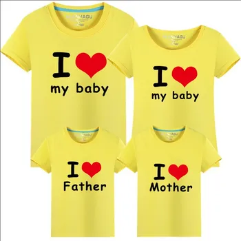 Vasaros Tėvo&Mama&Baby T-shirt Šeimos Atitikimo Komplektus Tėvų-vaikų Medvilnės Laišką, Print T-marškinėliai trumpomis Rankovėmis Megztinis Viršūnės