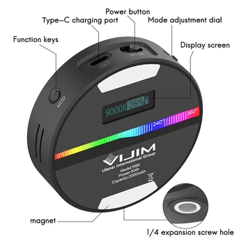 VIJIM R66 RGB Led Užpildyti Šviesos Mini Nešiojamieji CRI95+ 2500-9000K Pritemdomi 500LUX/0,5 M Full Live Fotografija Užpildykite Šviesa