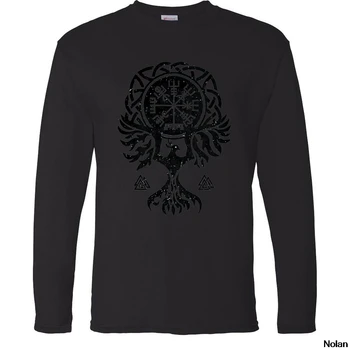 Viking Kompasas Vegvisir Futhark Runos Navigator Marškinėliai ilgomis Rankovėmis T-shirt 2020 m. Pavasarį, Rudenį Tracksuit Tshirts Apvalios Kaklo Viršūnes