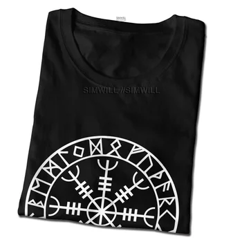 Viking Skandinavų Runos Amuletas Marškinėliai Vyrams Medvilnės, Print T-shirt Streetwear Marškinėlius trumpomis Rankovėmis Islandų Vegvisir Kompasas Tee Viršų