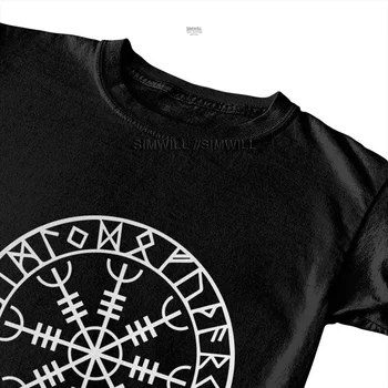 Viking Skandinavų Runos Amuletas Marškinėliai Vyrams Medvilnės, Print T-shirt Streetwear Marškinėlius trumpomis Rankovėmis Islandų Vegvisir Kompasas Tee Viršų